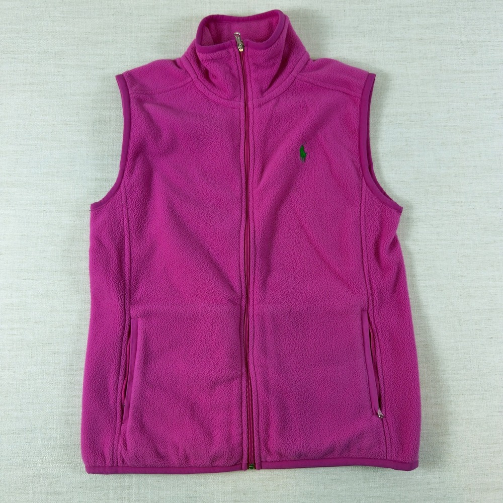 Polo Golf Ralph Lauren Fleece Vest Magenta Pink Full Zip Womens Medium